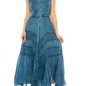 Elegant Blue Sleeveless Dress Denim Rayon Cowboy